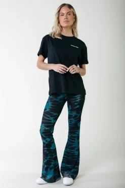 Animal Mesh Flare Pants | Storm green