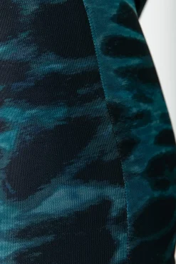 Animal Mesh Flare Pants | Storm green