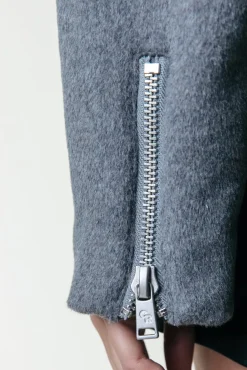 Elea Wool Biker Jacket | Medium grey melange