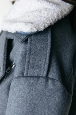 Elea Wool Biker Jacket | Medium grey melange
