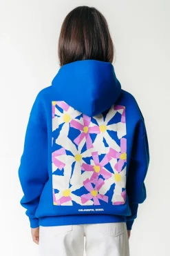 Flower Square Hoodie | Blue