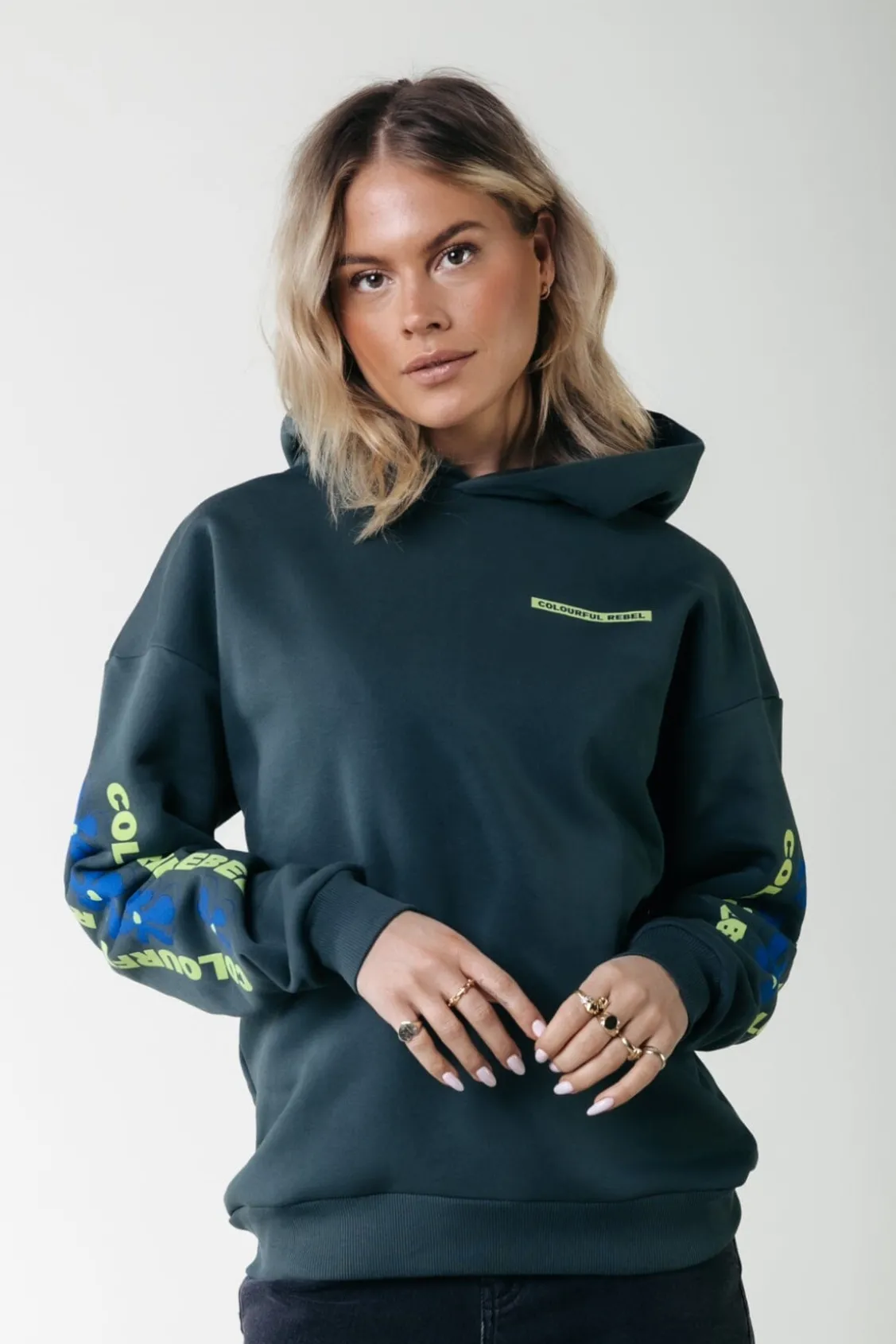 Flowers Sleeve Logo Hoodie | Green gables