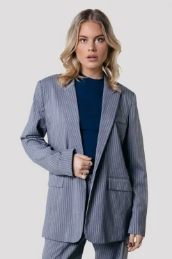 Gemma Pinstripe Blazer | Dark grey