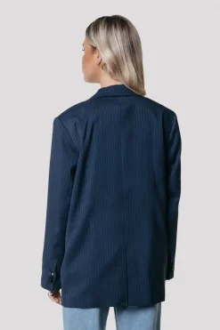Gemma Pinstripe Blazer | Dark blue