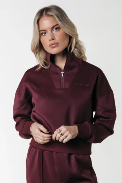 Ilena Zipped Sweat | Port Red