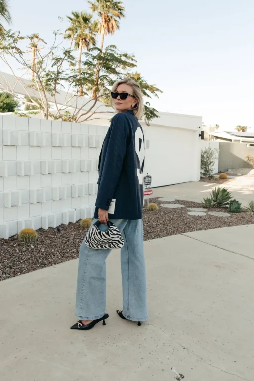 Jesra Stripe Blazer | Dark blue