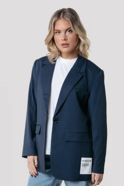 Jesra Stripe Blazer | Dark blue