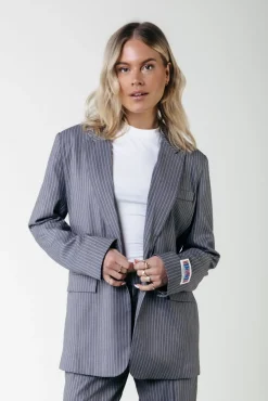 Jesra Stripe Blazer | Dark grey