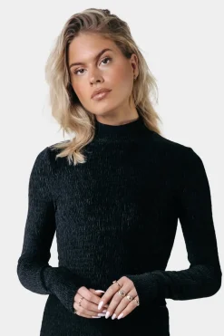 Jewel Structure Velvet Top | Black