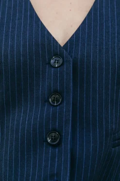 Loiza Pinstripe Gilet | Dark blue