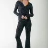Lurex Stripe Flare Pants | Metallic silver