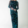 Maude Animal Mesh Dress | Storm green