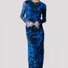 Maude Animal Mesh Dress | Deep blue