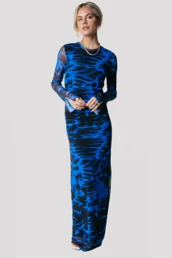 Maude Animal Mesh Dress | Deep blue