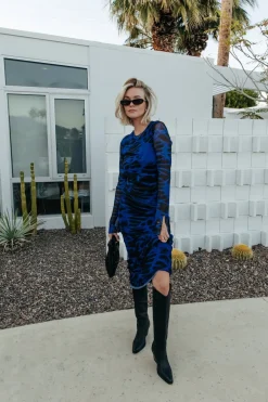 Maude Animal Mesh Dress | Deep blue