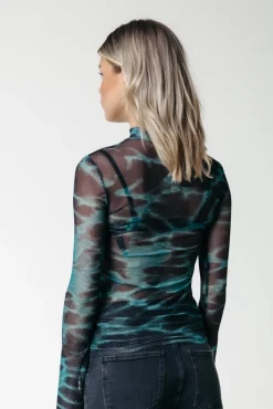 Neyo Animal Mesh Top | Storm green