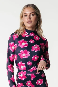 Neyo Poppy Flower Top | Bright pink