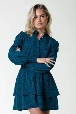 Sacha Floral Ruffle Dress | Deep Teal