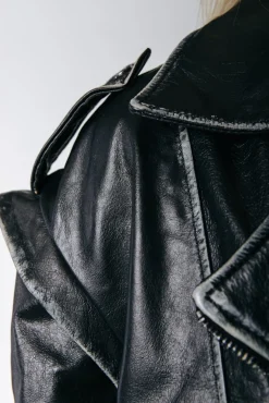 Sage Leather Biker Jacket | Black