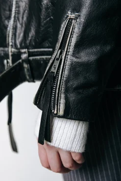 Saige Leather Biker Jacket | Black