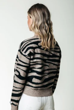 Shara Zebra Knitted Cardigan | Brown