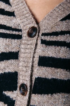Shara Zebra Knitted Cardigan | Brown