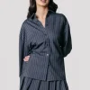 Talia Pinstripe Blouse | Dark Anthracite