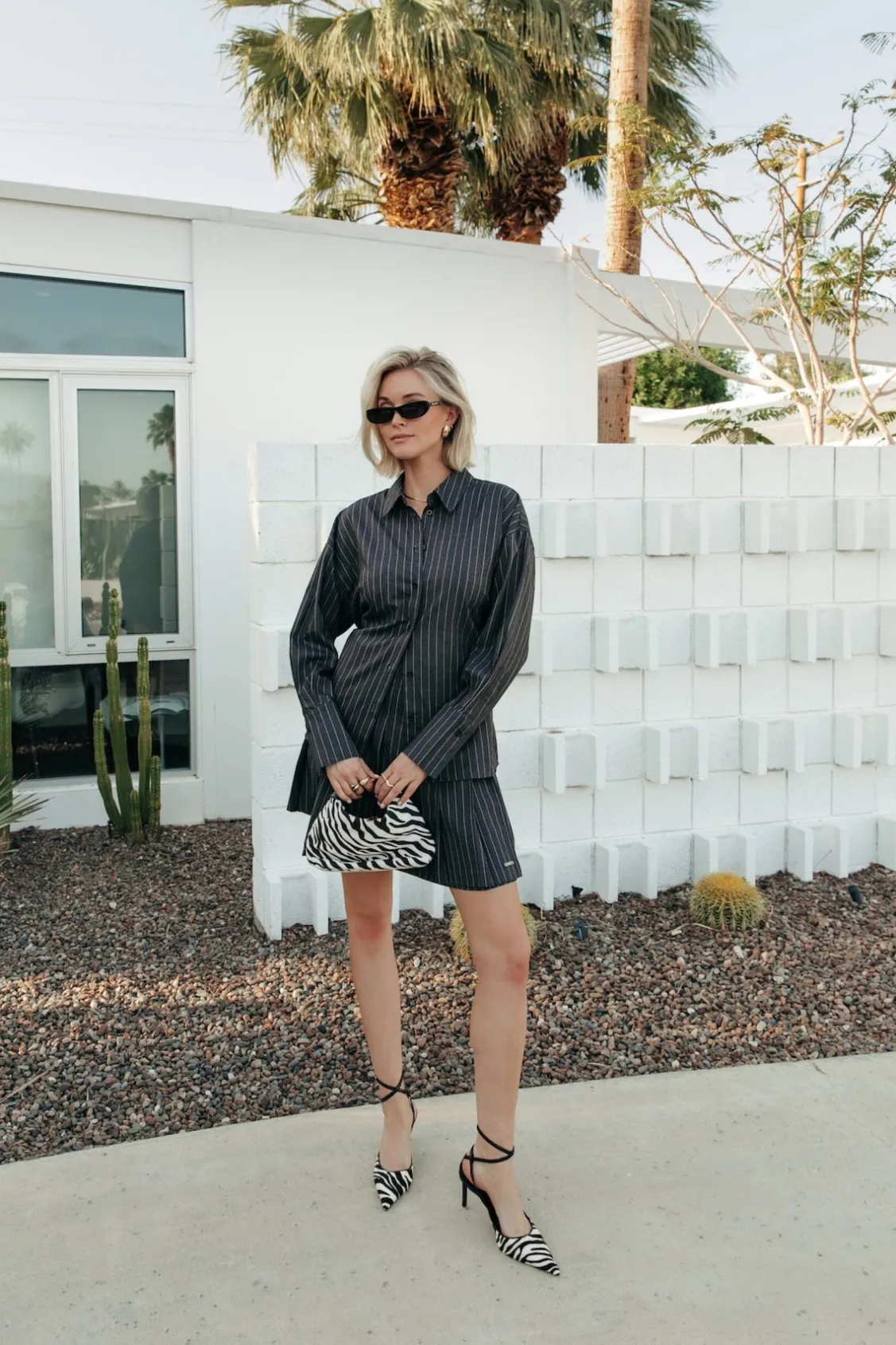 Talia Pinstripe Blouse | Dark Anthracite