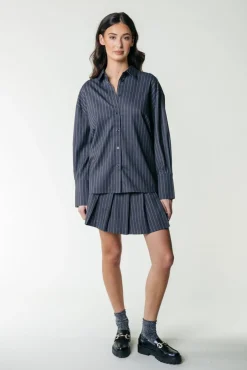 Talia Pinstripe Blouse | Dark Anthracite