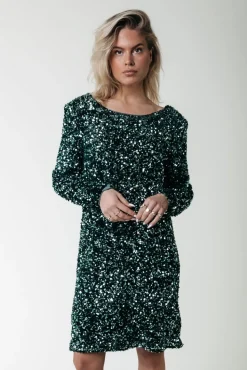 Tina Sequins Dress | Scarab green
