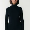 Uni Fitted Turtleneck Top | Black