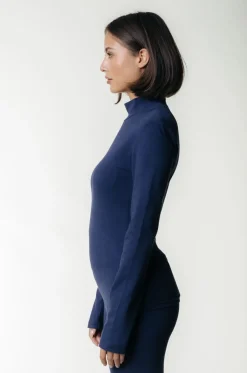 Uni Fitted Turtleneck Top | Peacoat Blue