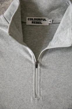 Uni Fitted Zip Top | Medium grey melange