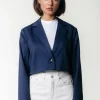 Winoah Stripe Cropped Blazer | Dark blue