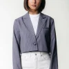 Winoah Stripe Cropped Blazer | Dark grey