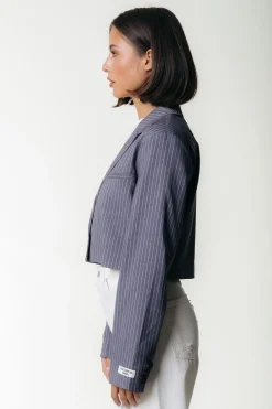 Winoah Stripe Cropped Blazer | Dark grey