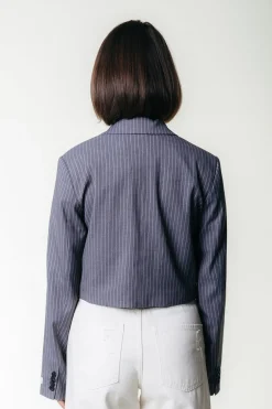 Winoah Stripe Cropped Blazer | Dark grey